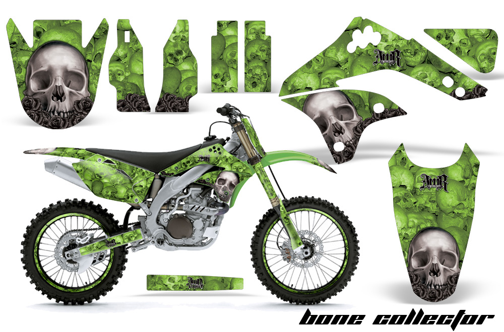 Kawasaki KX450F 06 08 Graphic Kit BoneCollector Green NPs